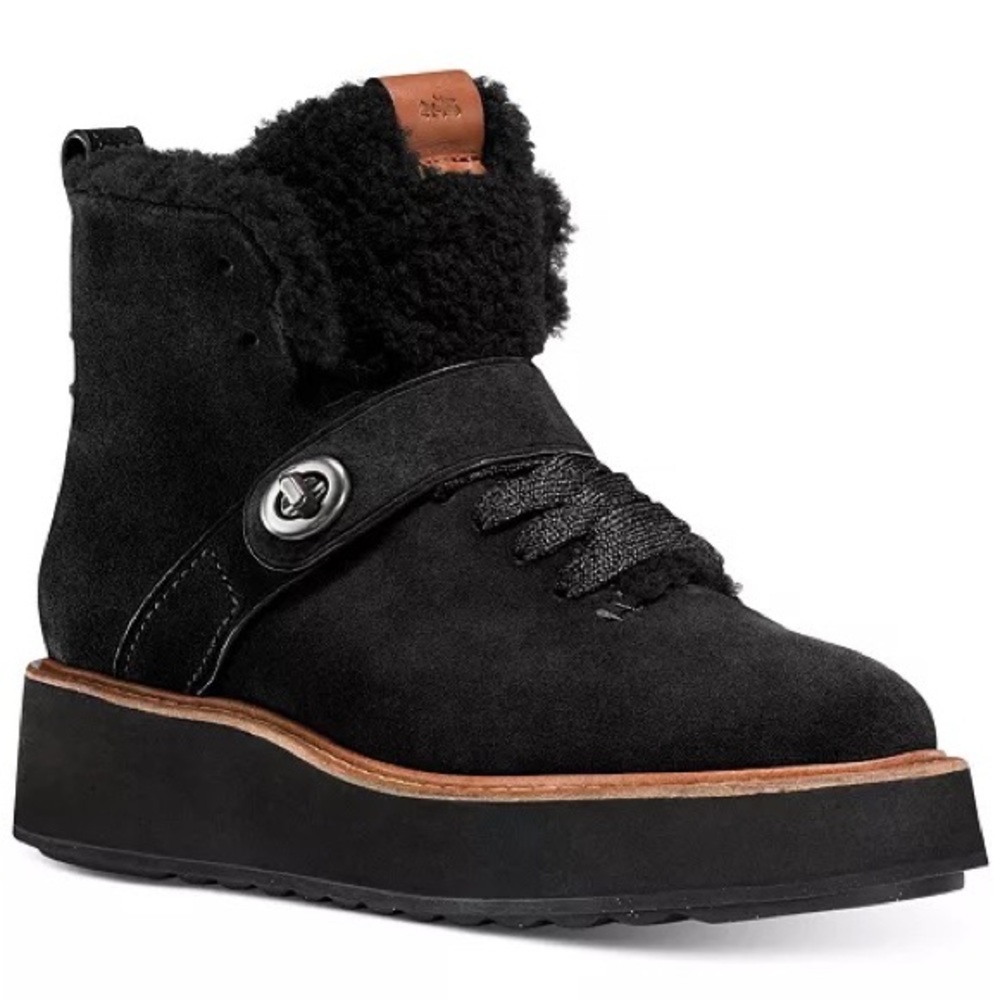 COACH Urban Hiker Black Suede Boots